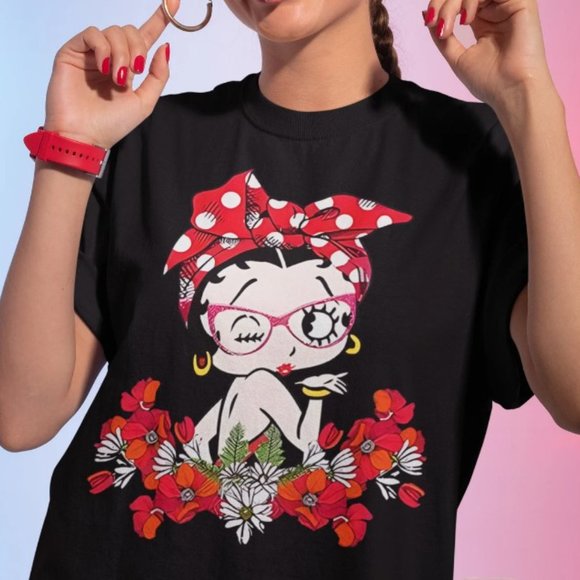 Betty Boop Flower Animation T-Shirt - Picture 2 of 3